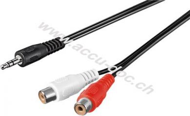 Audio Kabeladapter 3,5 mm, Stecker zu stereo Cinch Buchse, 1.5 m, Schwarz - Klinke 3,5 mm Stecker (3-Pin, stereo) > 2x Cinch-Buchse (Audio links/rechts) 