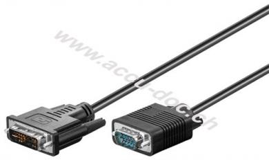 DVI-I/VGA Full HD Kabel, vernickelt, 10 m, Schwarz - DVI-A-Stecker (12+5 pin) > VGA-Stecker (15-polig) 
