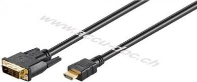 DVI-D/HDMI™ Kabel, vergoldet, 10 m, Schwarz - DVI-D-Stecker Single-Link (18+1 pin) > HDMI™-Stecker (Typ A) 