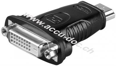 HDMI™/DVI-D Adapter, vernickelt, HDMI™-Stecker (Typ A), Schwarz - HDMI™-Stecker (Typ A) > DVI-D-Buchse Dual-Link (24+1 pin) 