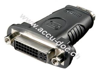HDMI™/DVI-I Adapter, vernickelt, HDMI™-Buchse (Typ A), Schwarz - HDMI™-Buchse (Typ A) > DVI-I-Buchse Dual-Link (24+5 pin) 