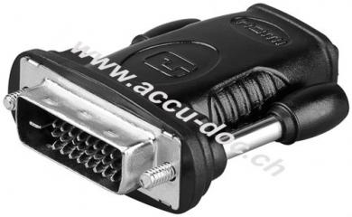 HDMI™/DVI-D Adapter, vernickelt, 1 Stk. im Polybeutel, Schwarz - HDMI™-Buchse (Typ A) > DVI-D-Stecker Dual-Link (24+1 pin) 