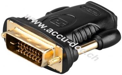 HDMI™/DVI-D Adapter, vergoldet, 1 Stk. im Polybeutel, Schwarz - HDMI™-Buchse (Typ A) > DVI-D-Stecker Dual-Link (24+1 pin) 