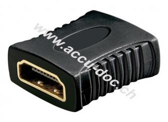 HDMI™ Adapter (Kupplung), vergoldet, Schwarz - HDMI™-Buchse (Typ A) > HDMI™-Buchse (Typ A) 