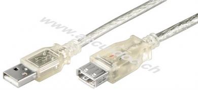 USB 2.0 Hi-Speed Verlängerungskabel, Transparent, 0.3 m - USB 2.0-Stecker (Typ A) > USB 2.0-Buchse (Typ A) 
