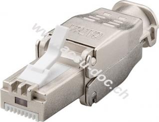 Werkzeugfreier RJ45-Stecker CAT 6A STP geschirmt - Für 9,0-mm-Kabeldurchmesser, Klemmleiste für werkzeugfreie LSA-Montage 