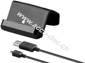 Micro-USB Ladestation, Schwarz, 1 m - mit variablem Micro USB Anschluss für gängige Samsung Smartphones 