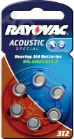 Acoustic Special PR41/312A Batterie, 6 Stk. Blister - Zink-Luft Hörgeräte-Knopfzelle, 1,4 V 