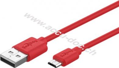 Micro-USB Lade- und Synchronisationskabel, 1 m, Rot - für Android-Geräte, rot 