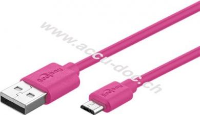 Micro USB Lade- und Synchronisationskabel, 1 m, Pink - für Android-Geräte, Pink 