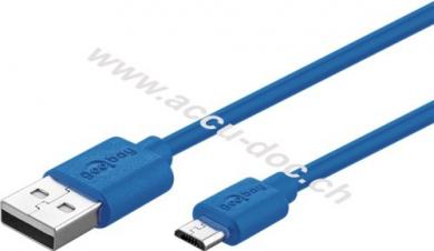 Micro USB Lade- und Synchronisationskabel, 1 m, Blau - für Android-Geräte, Blau 