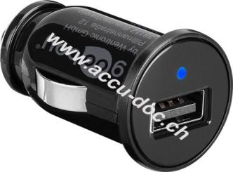 Auto-Ladegerät (5 W), Schwarz - Kfz-Ladeadapter mit 5 W max. 1,0 A (12/24 V) 1x USB, schwarz 