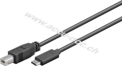 USB 3.1 Kabel USB-C™ auf B, schwarz, 1 m - USB 2.0-Stecker (Typ B) > USB-C™-Stecker 