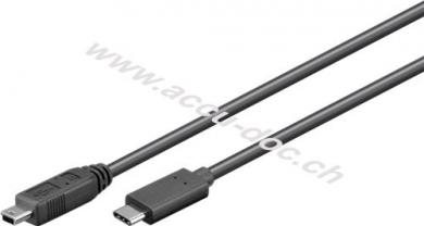 USB 2.0 Kabel USB-C™ auf Mini-B 2.0, schwarz, 0.5 m - USB 2.0-Mini-Stecker (Typ B, 5-Pin) > USB-C™-Stecker 