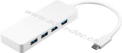 4-fach USB-C™ Multiport-Adapter, weiß - gleichzeitiger Anschluss von 4x USB 3.0 A-Buchse auf USB-C™ Stecker 