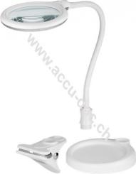 LED-Stand-/Klemm-Lupenleuchte, 6 W, Weiß, 1.5 m - 100 mm Glaslinse, 1,75-fache Vergrößerung, 3 Dioptrien, 570 lm 