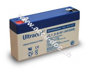 UL Bleiakku 6 V, 1,3 Ah (UL1.3-6) - Faston (4,8 mm) Bleiakku 