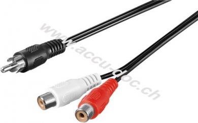 Audio Y Kabeladapter, Cinch-Stecker zu stereo Cinch-Buchse, 1.5 m, Schwarz - Cinch-Stecker > 2x Cinch-Buchse (Audio links/rechts) 