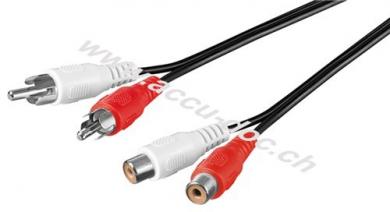 Stereo-Verlängerungskabel 2x Cinch, 5 m - 2x Cinch-Stecker (Audio links/rechts) > 2x Cinch-Buchse (Audio links/rechts) 