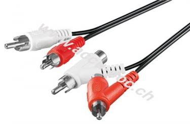 Stereo-Verbindungskabel, Cinch mit Durchleitung, 1.5 m - 2x Cinch-Stecker > 2x Cinch-Stecker/Buchse 