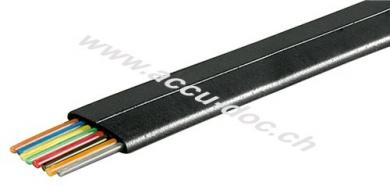 Telefonflachkabel 8-adrig 100 m Rolle, AWG 30, Schwarz - Kupfermaterial 