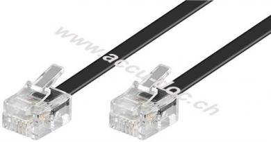 Telefonkabel (Modularkabel), schwarz, 15 m - Kupferkaschierter Aluminiumleiter (CCA), RJ11-Stecker (6P4C) > RJ11-Stecker (6P4C) 