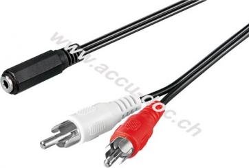 Audio-Kabeladapter 3,5-mm-Buchse zu Cinch-Stecker, 1.4 m, Schwarz - Klinke 3,5 mm Buchse (3-Pin, stereo) > 2x Cinch-Stecker (Audio links/rechts) 