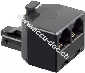 ISDN T-Adapter, Schwarz - RJ12-Stecker (6P6C) > 2x RJ12/RJ225-Buchse (6P6C) 