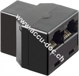 ISDN-T-Adapter, Schwarz - RJ45-Buchse (8P8C) > 2x RJ45-Buchse (8P8C) 