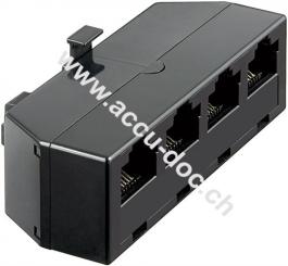 ISDN T-Adapter, Schwarz - RJ45-Stecker (8P8C) > 4x RJ45-Stecker (8P8C) 
