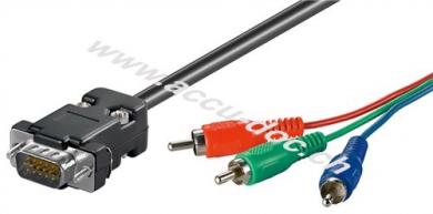 Adapterkabel, VGA 15-pol. D-SUB zu RGB Cinch, 2 m, Schwarz - D-SUB-Stecker (15-polig) > 3x Cinch-Stecker (YUV/RGB) 
