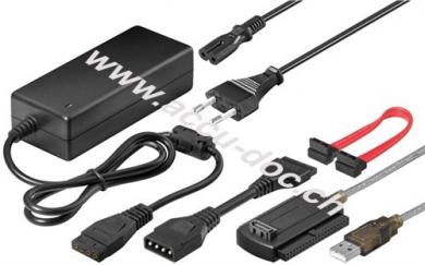 SATA HDD/SSD Adapter, Schwarz, 0.13 m - zum Anschluss an den PC über Hi-Speed USB 2.0 