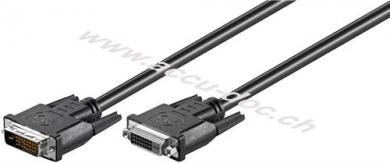 DVI-D Full HD-Verlängerungskabel Dual Link, vernickelt, 2 m, Schwarz - DVI-D-Stecker Dual-Link (24+1 pin) > DVI-D-Buchse Dual-Link (24+1 pin) 