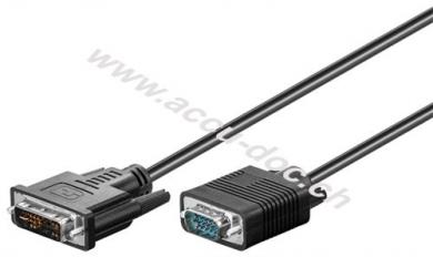 DVI-I/VGA Full HD Kabel, vernickelt, 5 m, Schwarz - DVI-A-Stecker (12+5 pin) > VGA-Stecker (15-polig) 