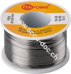 Lötzinn, ø 0,56 mm, 100 g Rolle, 100 g - Zusammensetzung: 2% Kupfer, 60% Zinn, 38% Blei, Flußmittelanteil: 2%, Schmelzpunkt 182°C 