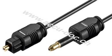 Toslink-auf-Mini-Toslink-Kabel, 1 m - 3,5 mm mini Toslink-Stecker > Toslink-Stecker, ø 2,2 mm 