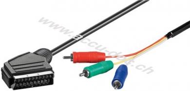 Adapterkabel, Scart zu RGB Cinch, 1 m, Schwarz - Scartstecker (21-Pin) > 3x Cinch-Stecker (YUV/RGB) 