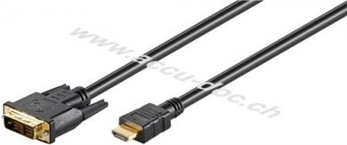 DVI-D/HDMI™-Kabel, vergoldet, 3 m, Schwarz - DVI-D-Stecker Single-Link (18+1 pin) > HDMI™-Stecker (Typ A) 