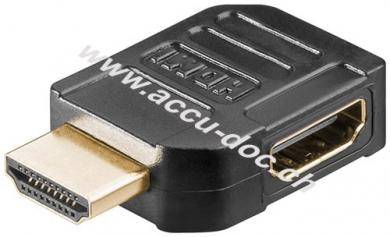 HDMI™-Adapter, vergoldet (4K @ 60 Hz), Schwarz - HDMI™-Buchse (Typ A) > HDMI™-Stecker (Typ A) 90° 