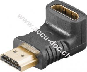 HDMI™-Winkeladapter, vergoldet (4K @ 60 Hz), HDMI™-Buchse (Typ A), Schwarz - HDMI™-Buchse (Typ A) > HDMI™-Stecker (Typ A) 270° 