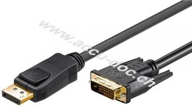 DisplayPort™/DVI-D-Adapterkabel 1.2, 1 m, Schwarz - DisplayPort™-Stecker > DVI-D-Stecker Dual-Link (24+1 pin) 