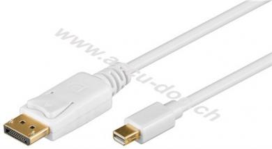 Mini DisplayPort™-Adapterkabel 1.2, vergoldet, 2 m, Weiß - Mini DisplayPort-Stecker > DisplayPort™-Stecker 
