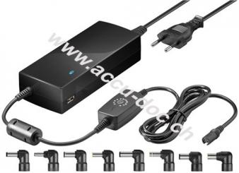 110 W Notebook-Netzteil, Schwarz, 1.3 m - inkl. 1x USB- und 8x DC-Adapter, 12 V - 22 V bis max. 6,5 A 