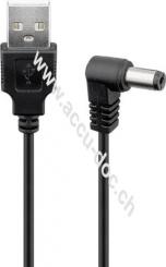 USB-DC-Kabel 5,5 x 2,5 mm, 0,5 m, 0.5 m, Schwarz - USB 2.0-Stecker (Typ A) > DC-Stecker (5,50 x 2,50 mm) 