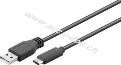USB 2.0 Kabel USB-C™ auf USB A, schwarz, 1.8 m - geeignet für Geräte mit USB-C™-Anschluss 
