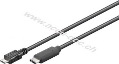 USB 2.0 Kabel USB-C™ auf Micro-B 2.0, schwarz, 3 m - USB 2.0-Micro-Stecker (Typ B) > USB-C™-Stecker 