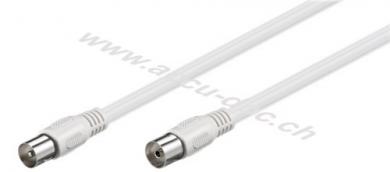 Antennenkabel (Class A+, >95 dB), 3x geschirmt, 5 m, Weiß - Koax-Stecker > Koax-Buchse (vollständig geschirmt) 