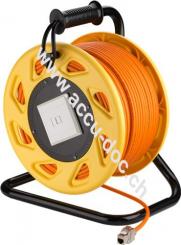 Mobile RJ45 Netzwerk Kabeltrommel, orange, 50 m - Doppelt geschirmtes, halogenfreies CAT-7A S/FTP Installationskabel (1000 MHz) auf robuster Kabeltrommel 