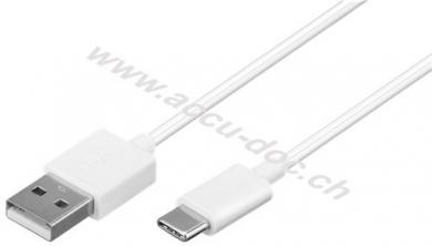 USB-C™ Lade- und Synchronisationskabel, 2 m, Weiß - verbindet Geräte mit USB-C™- und USB-A-Anschlüssen miteinander 