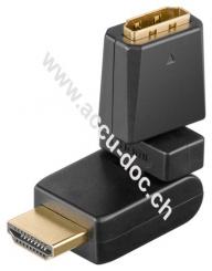 HDMI™-Adapter 360°, vergoldet (4K @ 60 Hz), 1 Stk. im Plastikbeutel, Schwarz - HDMI™-Buchse (Typ A) > HDMI™-Stecker (Typ A), abwinkelbar 